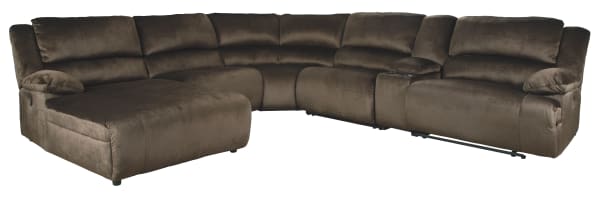 Clonmel - Chocolate - Left Arm Facing Power Chaise 6 Pc Sectional