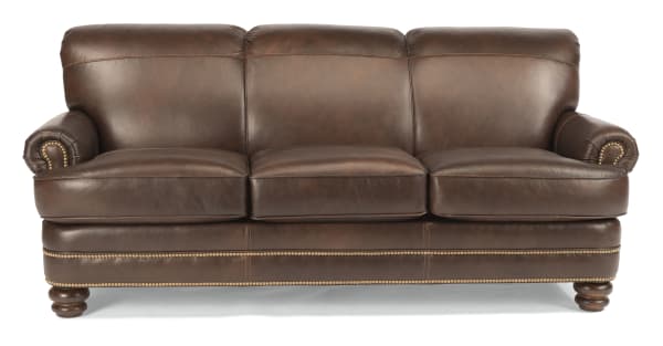 Bay Bridge - Leather Sofa, Nailhead Trim - Dark Brown