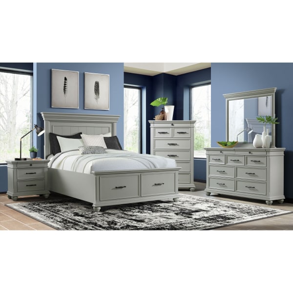 Slater - Queen Platform Storage 4 Piece Bedroom Set - Gray