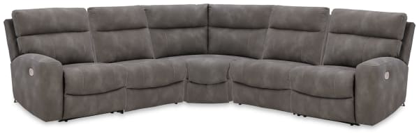 Next-Gen Durapella - 5-Piece Power Reclining Sectional With RAF And LAF Recliners - Slate