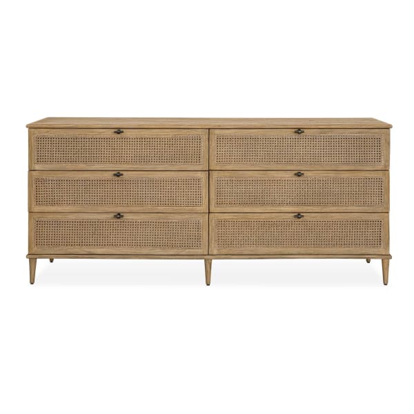 Coast - 6 Drawer Rattan Chest - Woodtone