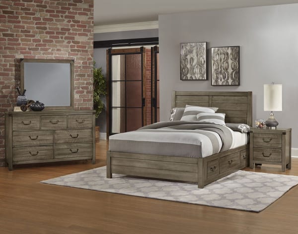 Sedgwick - King Plank Bed with 2 Sides storage