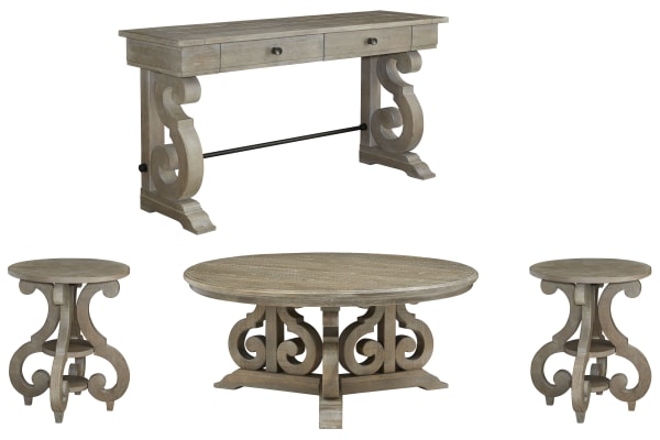 Tinley Park - Round Cocktail Table With 2 Accent End Tables And Sofa Table - Dove Tail Gray