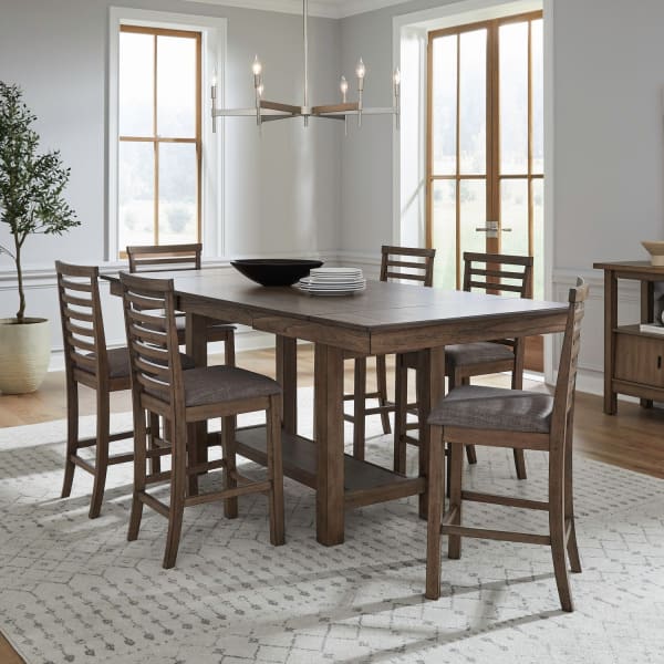 Brook Bay - 7 Piece Gathering Trestle Table - Brown