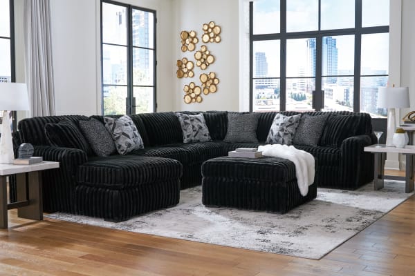 Midnight-Madness - Onyx - 5 Pc. - 4-Piece Sectional With Laf Corner Chaise, Ottoman