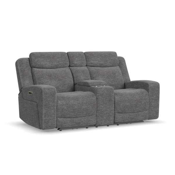 Ridge - Power Reclining Loveseat With Console & Power Headrests - Granite