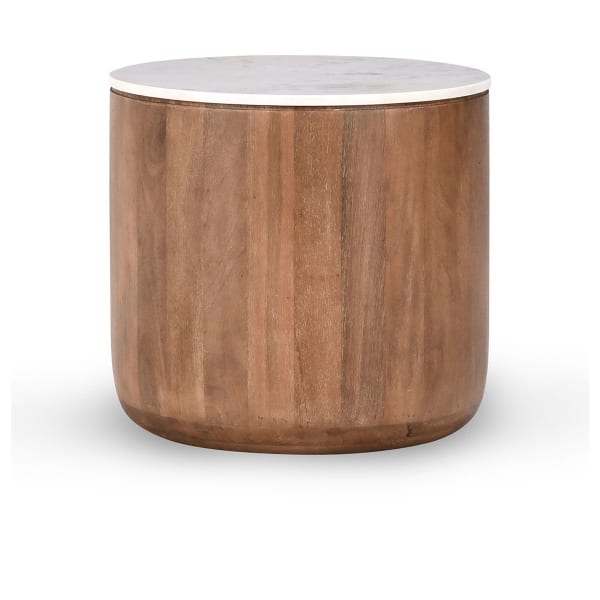 Josie - Round End Table - Umber/Marble