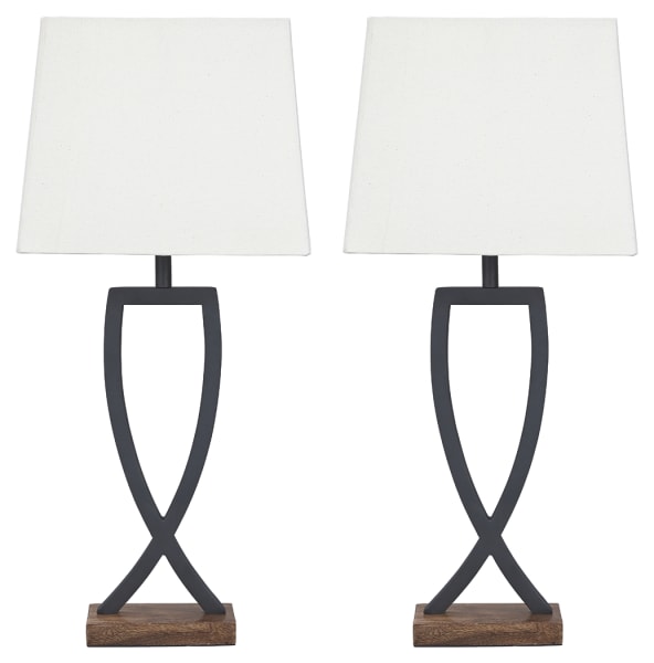 Makara - Metal Table Lamp (Set of 2) - Black / Brown