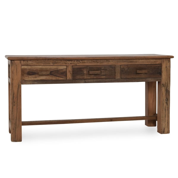 Ezra - Reclaimed Wood 3 Drawer Console Table - Natural