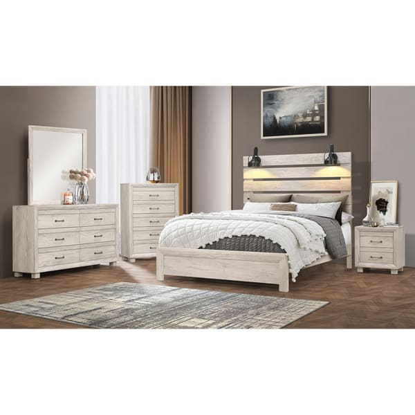 Fort Worth - Full With Lights & USB 3 Piece Bedroom Set - White