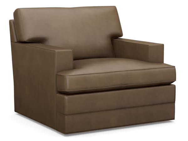 Couture Leather - Tyson Leather Swivel Chair - Dark Brown