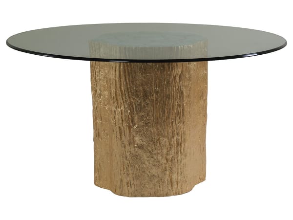 Signature Designs - Trunk Segment Round Dining Table With Glass Top - Gold Leaf