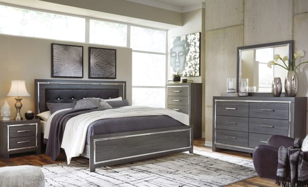 Lodanna - Gray - 6 Pc. - Dresser, Mirror, Chest, King Panel Bed