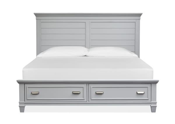 Charleston - Complete Queen Panel Storage Bed - Harbor Gray