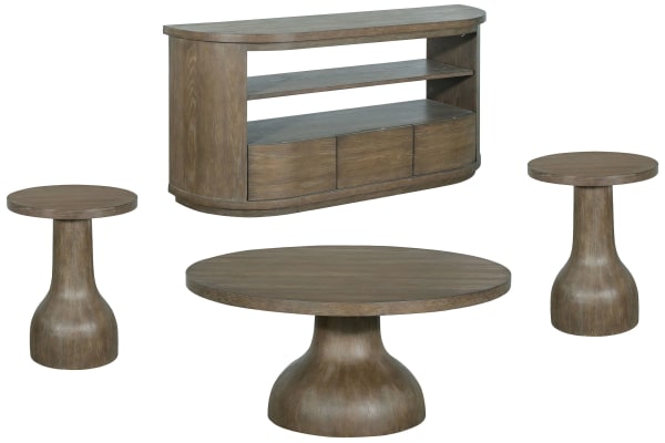 Bosley - Round Cocktail Table With 2 Accent Tables And Demilune Console - Porpoise