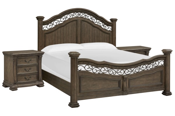 Durango - King Panel Bed With 2 Nightstands - Willadeene Brown