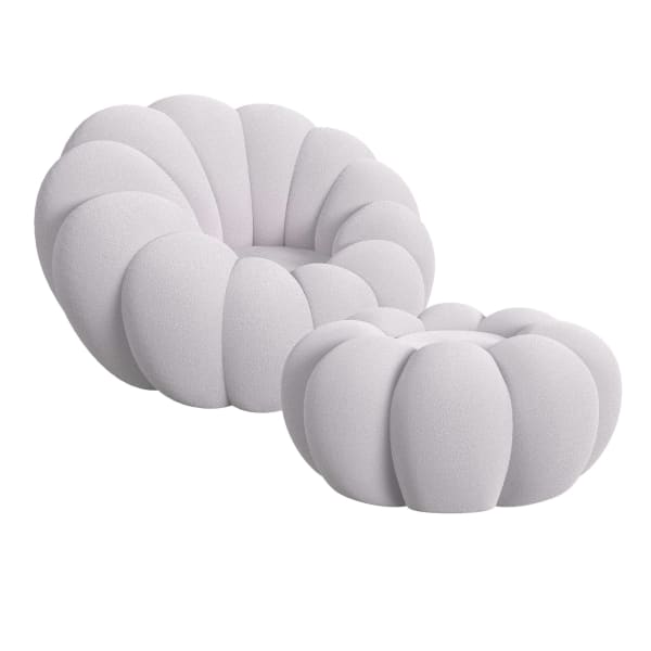 Bubble - Swivel Chair And Ottoman - Gray