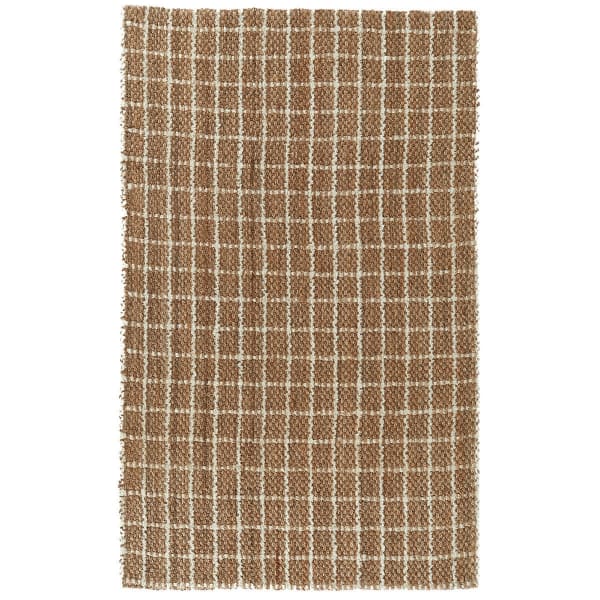 Serene - 1' x 1' Swatch Windowpane Chenille Area Rug - Natural