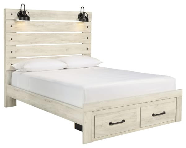 Cambeck - Queen Panel Bed With 2 Storage Drawers - Whitewash