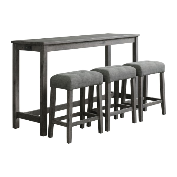 Oak Lawn - Bar Table Single Pack (Table + 3 Gray Fabric Stools) - Charcoal Gray