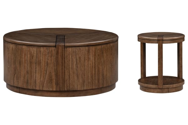 Connolly - Lift Top Cocktail Table With Round End Table - Brown