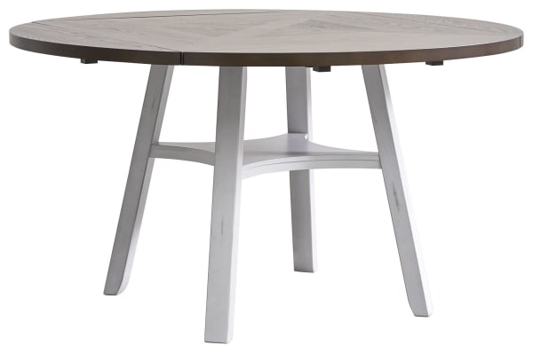 Postenbrook - White - Round Drop Leaf Counter Table