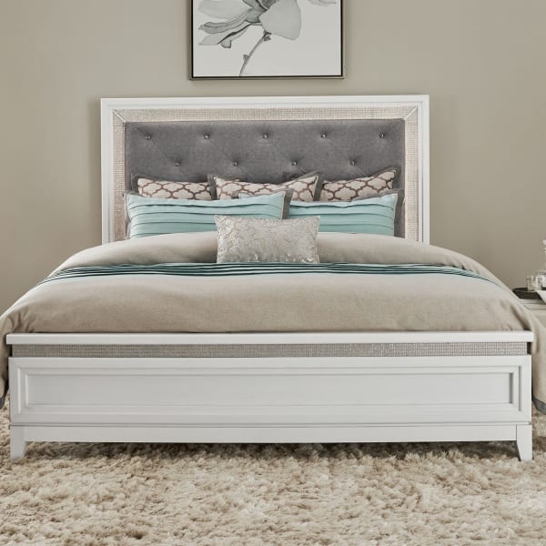 Reflections - Queen Upholstered Bed - White