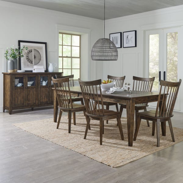 Midland Falls - 7 Piece Rectangular Table Set - Brown