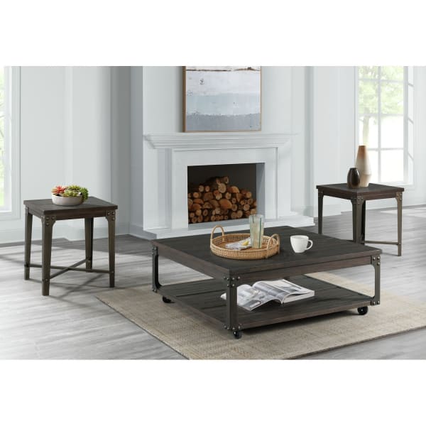 Factory - 2 Piece Occasional Table Set With USB - Light Brown