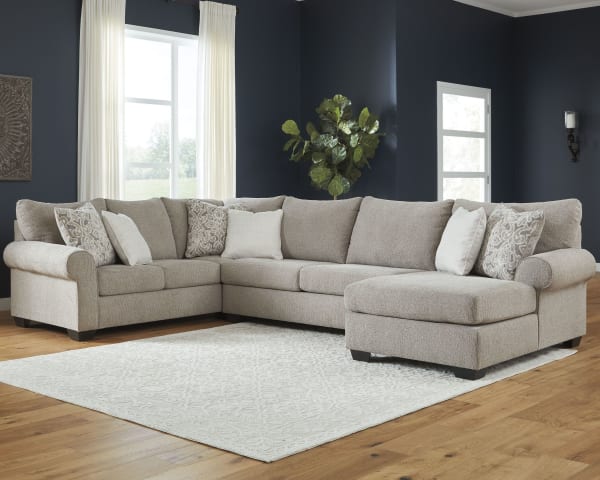 Baranello - Stone - Left Arm Facing Sofa with Corner Wedge, Armless Loveseat, Right Arm Facing Corner Chaise Sectional