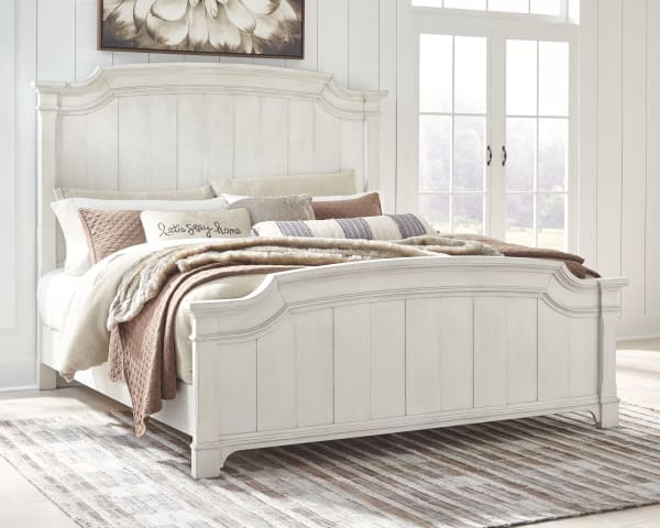 Nashbryn - Whitewash - Queen Panel Bed