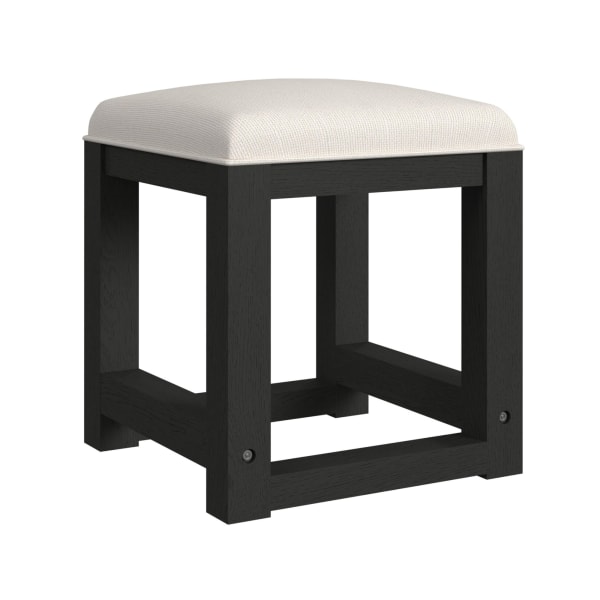 Ridgemont - Dressing Stool With White Fabric - Black With Grain