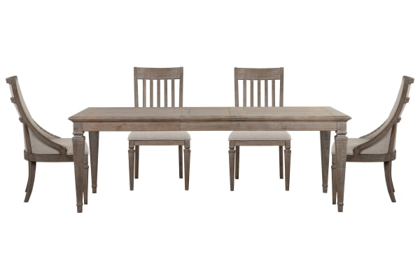 Lancaster - Extendable Rectangular Dining Table With 2 Side Chairs And 2 Arm Chairs - Dovetail Gray