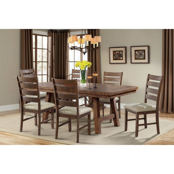 Jax - 7 Piece Dining Set - Table, 6 Ladder Side Chairs - Smokey Walnut