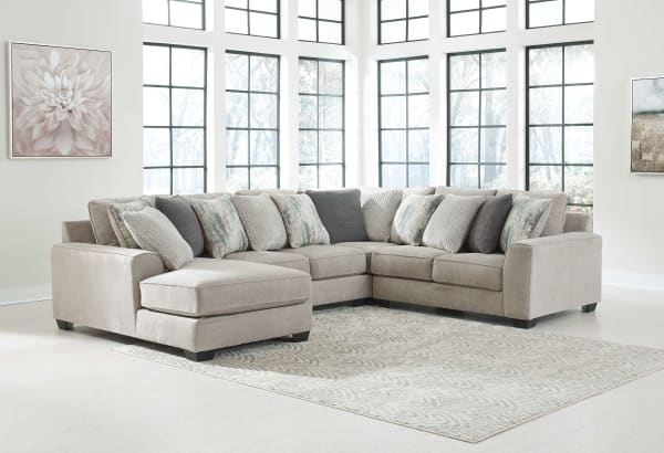 Ardsley - Pewter - Left Arm Facing Corner Chaise with Loveseat 4 Pc Sectional
