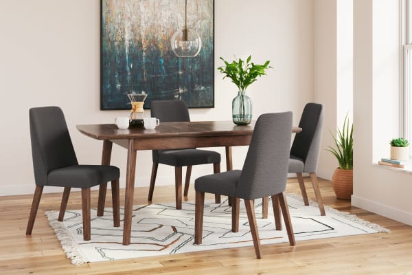 Lyncott - Charcoal / Brown- 5 Pc. - Butterfly Extension Table, 4 Side Chairs