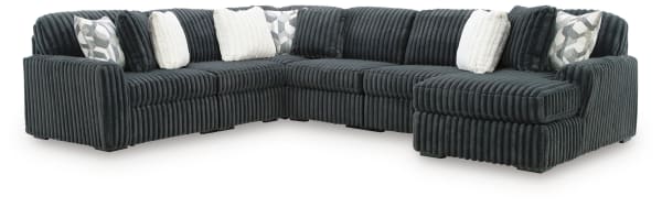 Midnight-Madness - 6-Piece Sectional With RAF Corner Chaise - Gunmetal