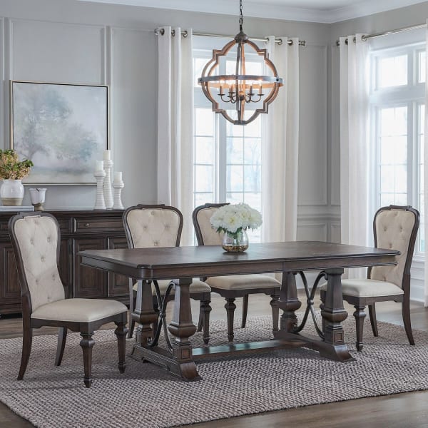 Provence Park - Optional 5 Piece Trestle Table Set - Brown