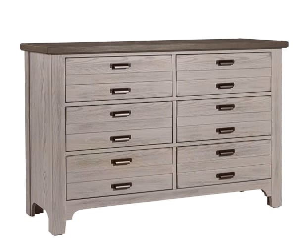 Bungalow - 6-Drawer Double Dresser - Dover Grey Two Tone