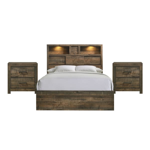 Bailey - Full Bookcase Panel 3 Piece Bedroom Set - Walnut