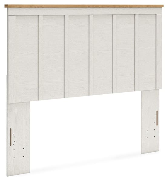 Linnocreek - White / Warm Brown - Queen Panel Headboard