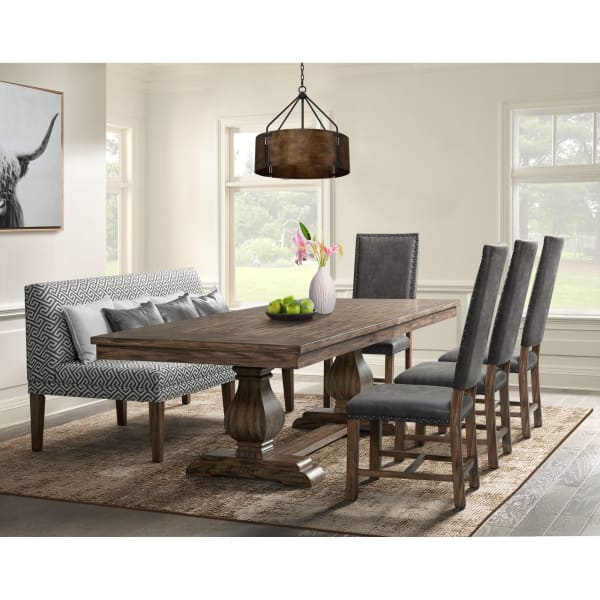 Gramercy - 6 Piece Dining Set-Table, Four Tall Back Chairs And Settee - Chocolate