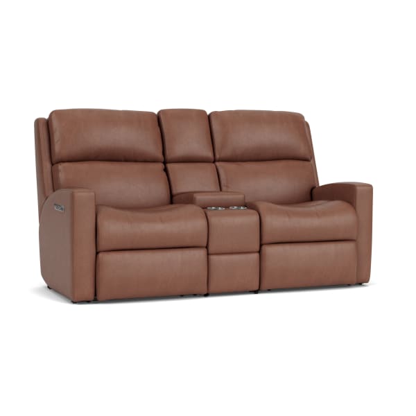 Catalina - Power Reclining Loveseat With Console & Power Headrests - Light Brown