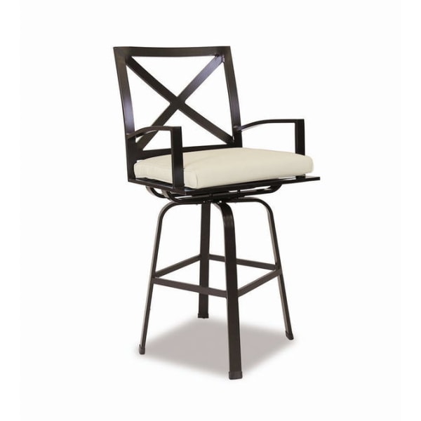 La Jolla - Swivel Barstool, With Self Welt - Canvas Flax / Dark Brown