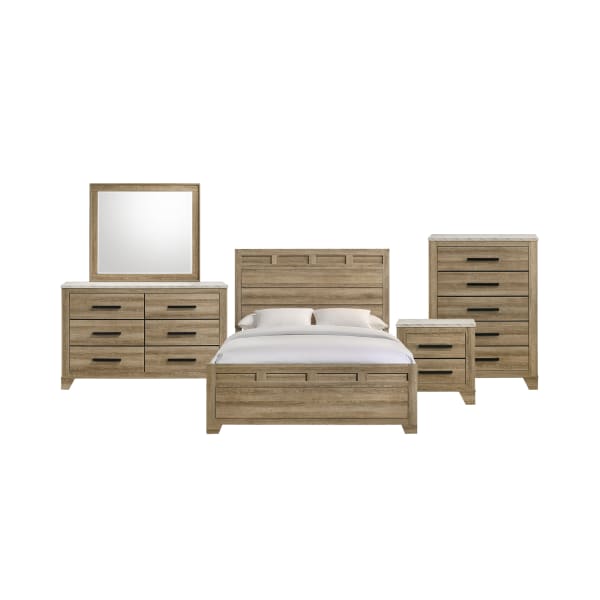 Caro - 5 Piece Queen Bedroom Set - Natural