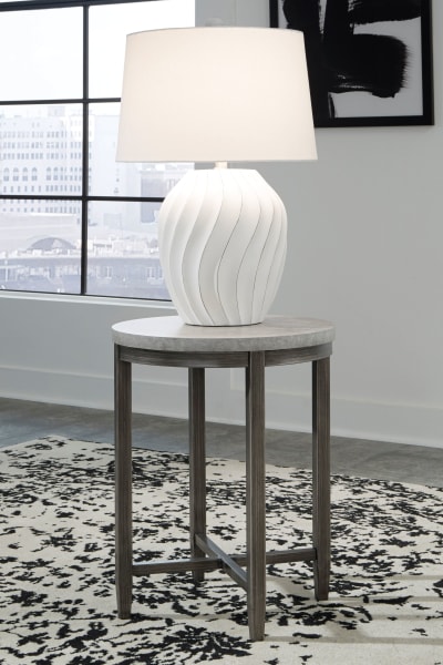 Shybourne - Gray / Aged Bronze - Round End Table