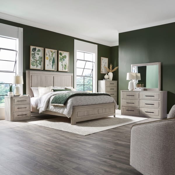 Modern Play - 5 Piece Bedroom Set (Queen Panel Bed, Dresser & Mirror, Chest, Night Stand) - White