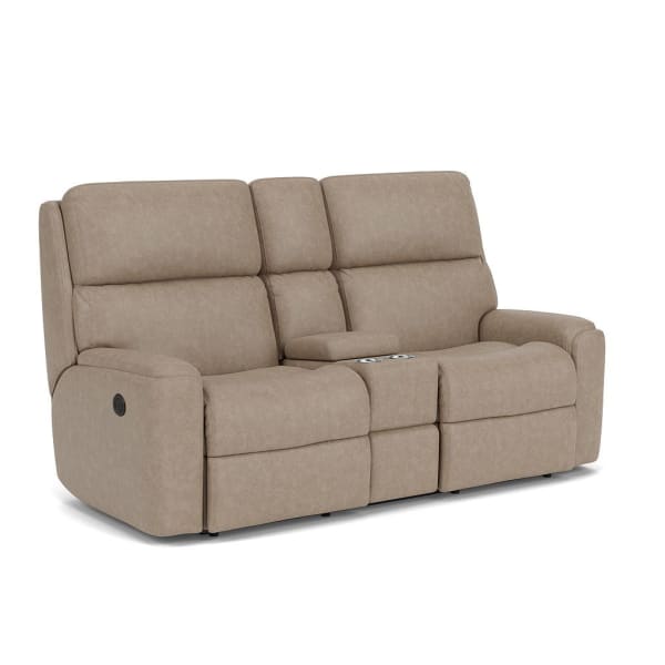 Rio - Power Reclining Loveseat With Console - Light Brown