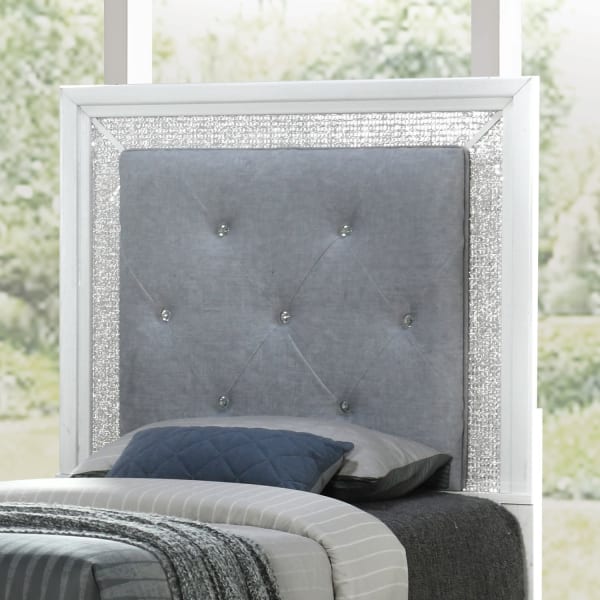 Reflections - Twin Upholstered Panel Headboard With Lights - White
