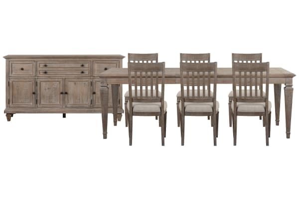 Lancaster - Extendable Rectangular Dining Table With 6 Side Chairs And Buffet - Dovetail Gray